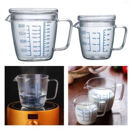 Measuring Tools Glass Cup With Handle Lid Handcrafted Borosilicate For Latte Tea