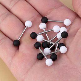 Nipple Rings 10Pcs 14G Acrylic Tongue Barbell Piercings Black White Nipple Barbell Rings Stainless Steel Tongue Ring Stud Sexy Body Jewellery Y240510