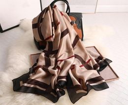 Designer 2020 Women Silk Scarf Luxury Striped Print Female Shawls Foulard Lady Hijab Beach Scarfs Stoles4802694