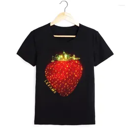 Women's T Shirts High Quality For Women Dirlling Strawberry Tops Short Sleeve Summer 2024 Cotton Blouse Fashion Clothes Female Shirt