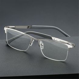 Sunglasses Business Reading Glasses Fashion Men's Anti Blue Light Metal Half Frame Glare Eye Strain UV Computer Eyeglasses 1 0- 4 249S