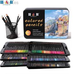 Pencils H B 180/120/72 Colour Pencil Set Oil based Professional Colour Pencil Suitable for Children Adults Beginners Tin Box Art Supplies d240510