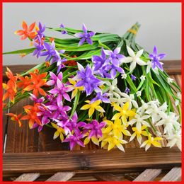 Decorative Flowers Plastic 5 Fork Artificial Flower Bouquet Plants Pointed Orchid Home Interior Office Party Thanksgiving Wedding Dress Up