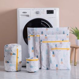 Pineapple Print Laundry Washing Bags For Machine Dirty Clothes Cleaning Basket Organiser Fine Mesh Bag Wholesale 240510