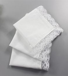 12pcs DIY White Pure Handkerchief Cotton lace Handmade Wending party Handkerchief size 23cm x25cm8405566