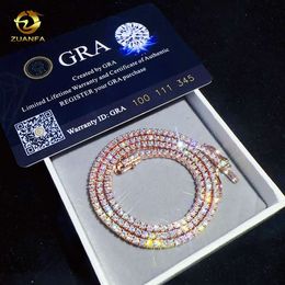 Custom Moissanite Jewelry Hip Hop 2Mm 10K/ Necklace VVS Diamond Fashion Tennis Chain