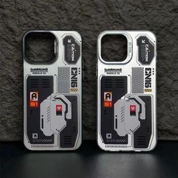new mechanical anti drop and anti fingerprint phone case suitable for iPhone 11-15 promax 2-in-1 soft edge hard back acrylic phone case