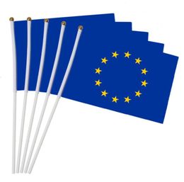14x21cm 5pcs The Small EU flag European Union Flag the hand national flag with Pole Hand Waving5820989