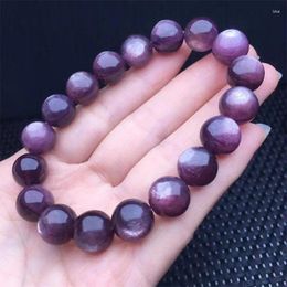 Link Bracelets 10MM Natural Purple Lepidolite Bracelet Crystal Gemstone Fashion Healing Chakra Stress Relief Reiki Yoga Energy 1pcs