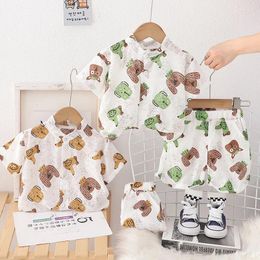 Clothing Sets Boys Clothes Summer 2024 Children Cotton Shirts Shorts 2pcs Beach Suit For Baby Tracksuits Kids Cute Outfits Toddler 3 4 5Y