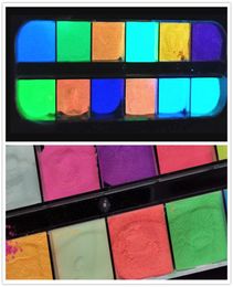 Art Salon 12 Grids Fluorescence Glitter Powder Light Luminous Trafine Glowing Pigment Neon Phosphor In The Dark Nail Drop Del9046672