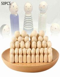 50 PCS Natural Unfinished Wood Doll Figures for DIY Painting Decoration Assorted Wooden People Shapes for Arts and Crafts 2111188105375