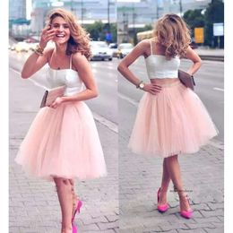 2016 Instock Cheap Summer Tiered Tutu Skirt Tulle Short Bridesmaid Dresses 7 Layers Female Party Skirts Girls Fashion Ball Gown Knee Length 0510
