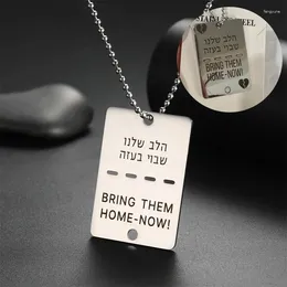 Pendant Necklaces Stainless Steel Bring Them Home Now Necklace For Men Women Hebrew Letters Square Jewellery Gift