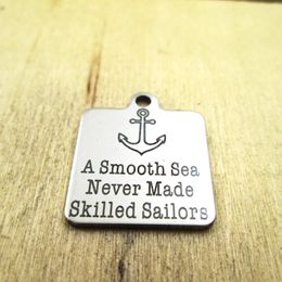 Pendant Necklaces 20pcs/lot-a Smooth Sea Never Made Skilled Sailor Stainless Steel Charms - Laser Engraved Customised DIY Pendants