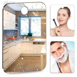 Compact Mirrors Large fog free shower mirror anti fog shower mirror portable wall mounted shatter resistant shaving mirror mens makeup tools d240510