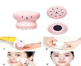 1 pc Cute Octopus Face Cleaner Hand Wash Exfoliating Pink Brush Cleaning Pad Facial Cleanser SPA Skin Tool8284680