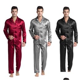 Men'S Sleepwear Mens Tony Candice Satin Silk Pyjama Set Men Pyjamas Y Modern Style Soft Cosy Nightgown Summer Drop Delivery Apparel U Dhfxs