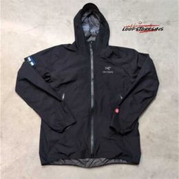 المصممين العلامة التجارية Windbreaker Hooded Jackets Arc Zeta FL Men's Jacket Black Full Zipper Company Logo GTEX 52NX