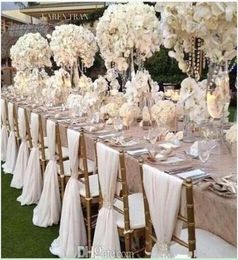 Simple Cheap Chair Sashes Chiffon Wedding Chair Cover Romantic Bridal Party Banquet Chair Back Wedding Favours Wedding Supplies Fas2052951