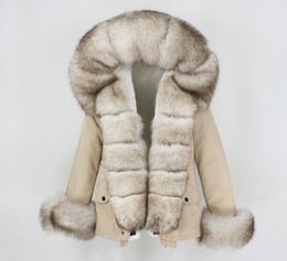 OFTBUY New 2020 Waterproof Short Parka Winter Jacket Women Real Fur Coat Natural Fox Fur Collar Hood Warm Streetwear Detachable3534611