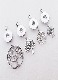 Metal 18mm Snap Buttons Life Tree Pendant Necklace Jewellery 4 Styles Mix With Link Chain5071287