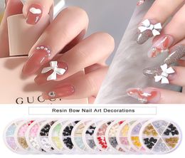 1 Wheel Mix Colours Aurora Resin Bows Nail Art Decorations Semi Transparent Fairy Bow Skirt Lace Crystal Charm Manicure Accessoires1200684