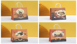 Halloween Candy Bags Kids Trick or Treat Pumpkin Witch Gift Wrap Pouches Shopping Kraft Paper Bag Handles Snack Packaging customiz7885516