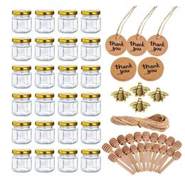 Storage Bottles 10/20Pcs 1.5oz Mini Honey Jars Party Favours Small Dippers Gold Lids Bee Charms Tags Jute Twine Cute Takehome Gift