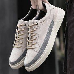 Casual Shoes Men Top Layer Pigskin Leather Board Shoe Soft Comfortable Mens Breathable Lace Up Fashion Sneakers