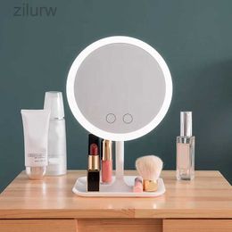 Compact Mirrors Makeup mirror with LED light dressing table mirror beauty ring mirror beauty tool photo fill light small mirror d240510