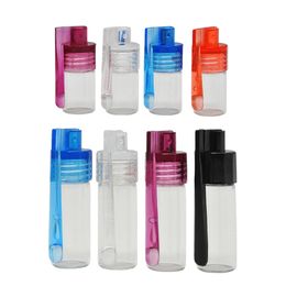 Portable Snuff Snorter Bottle 36mm 51mm Container Glass Vial Box Storage with Flip Pill Case Household Randomly Cap Colour