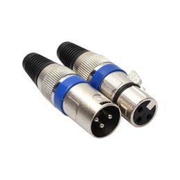 Novo xlr canhão masculino e feminino plugue de áudio Diy Círculo de cor grande misturador de três pinos Microfone de microfone de microfone e plugue feminino para conectores de cabos XLR