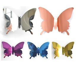 12pcs DIY Mirror Butterflies 3D Butterfly Wall Stickers Kids Bedroom Decals Home Room Mural Party Decoration7728170