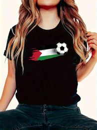 Women's T-Shirt Palestinian flag jersey Palestinian football team Palestinian shirt womens casual shorts Silver printed summer T-shirt oversized T-shirt Y240506