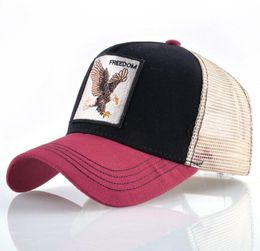 Baseball Caps animal Embroidery Hip Hop Hats Men Breathable Mesh Bones Fashion Streetwear Trucker Cap Women88826784697276