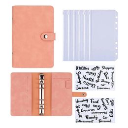 Budget Binder A6 PU Leather Notebook Cash Envelopes System Set ClipOn Pockets For Money Saving Bill Organizer Gifts 240510