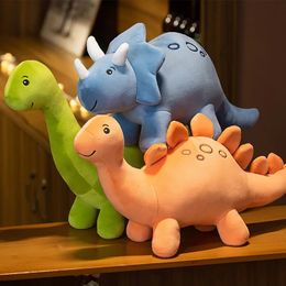 Kawaii Stuffed Animals Colorful Dinosaur Plush Toy Cute Cartoon Triceratops Plushies Dolls Decor PiloowSoft Kids Toys for Boys 240509