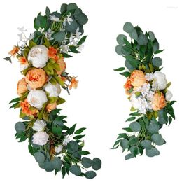Decorative Flowers Artificial Peony Rose Wedding Prop Arrangement Arch Wreath Hanging Corner Floral Welcome Sign Party Home Decor