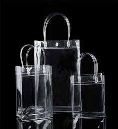PVC plastic gift bags with handles plastic wine packaging bags clear handbag party Favours bag Fashion PP Bags With Button LX22712487131