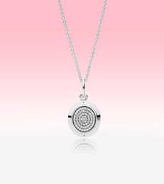 CZ diamond Disc Pendant Necklace Women Mens Fashion Jewelry for 925 Sterling Silver Chain Necklaces with Original gift Box2014479
