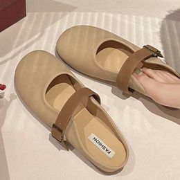 Soled Soft One Foot Toe Bun Half Support Womens Shoes 2024 Flat Bottomed Haken Slippers Womens Versatile Casual Sandals