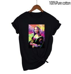 Women039s TShirt Mona Lisa Abstract Print Cotton European And American Style Crossborder Harajuku Street Fashion Brand Hong K2136582