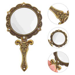 Compact Mirrors Mirror Makeup Retro Handmade Folding Top Portable Beauty Travel Table Handheld Dressing Decoration Q240509