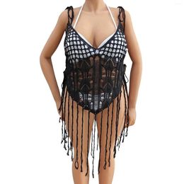 Women's Camisole Border European And American Clothing Tassel Splicing Strap Womens Swimwear 2024 Women