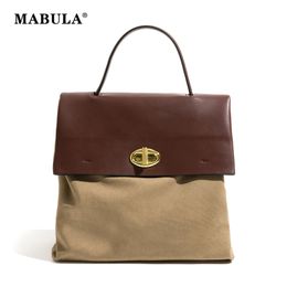 MABULA Brand Designer Ladies Tote Bag Simple Multi Vegant Leather Women Backpack Casual Square Work Handbag 240429