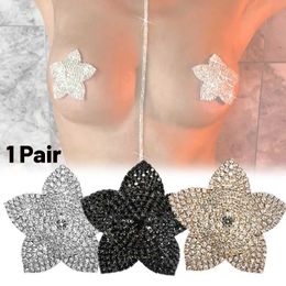 Breast Pad 1 pair of rhinestone cushion cover sexy female petal crystal breast cream reusable self-adhesive party accessories Q240509
