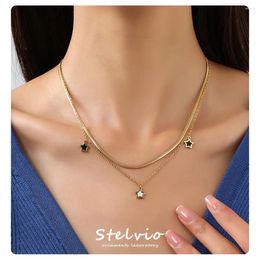 Chains Fashionable Personalised Star Shell Double Layer Titanium Steel Necklace For Women Light Luxury Jewellery Summer Accessories