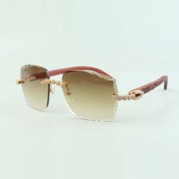 2022 Bouquet Diamond Sunglasses 3524014 with Natural tiger wooden glasses and cut Lens 3 0 Thickness 260P