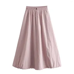 Skirts Drawstring Bud Elastic Waist Skirt Summer Thin A-line Long Clothes Women's